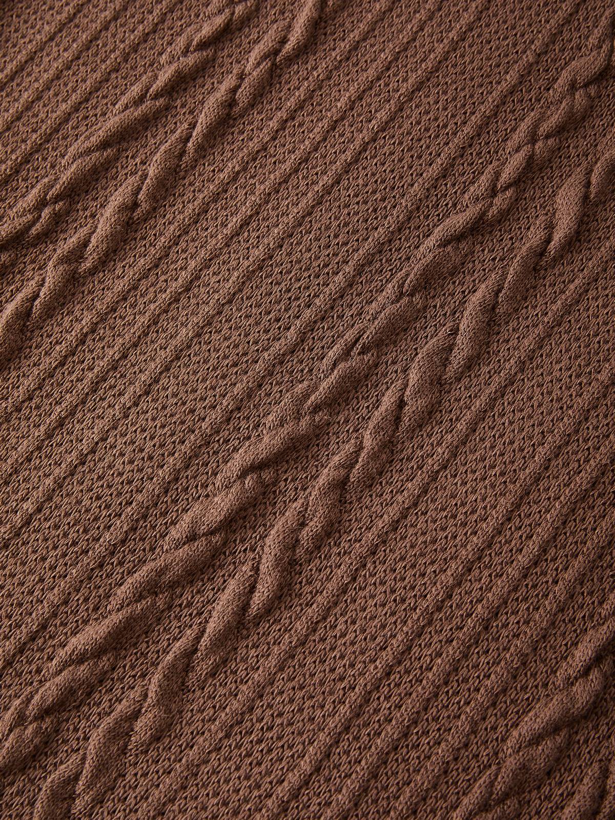 Vintage-Stricktop mit V-Ausschnitt und Zopfmuster