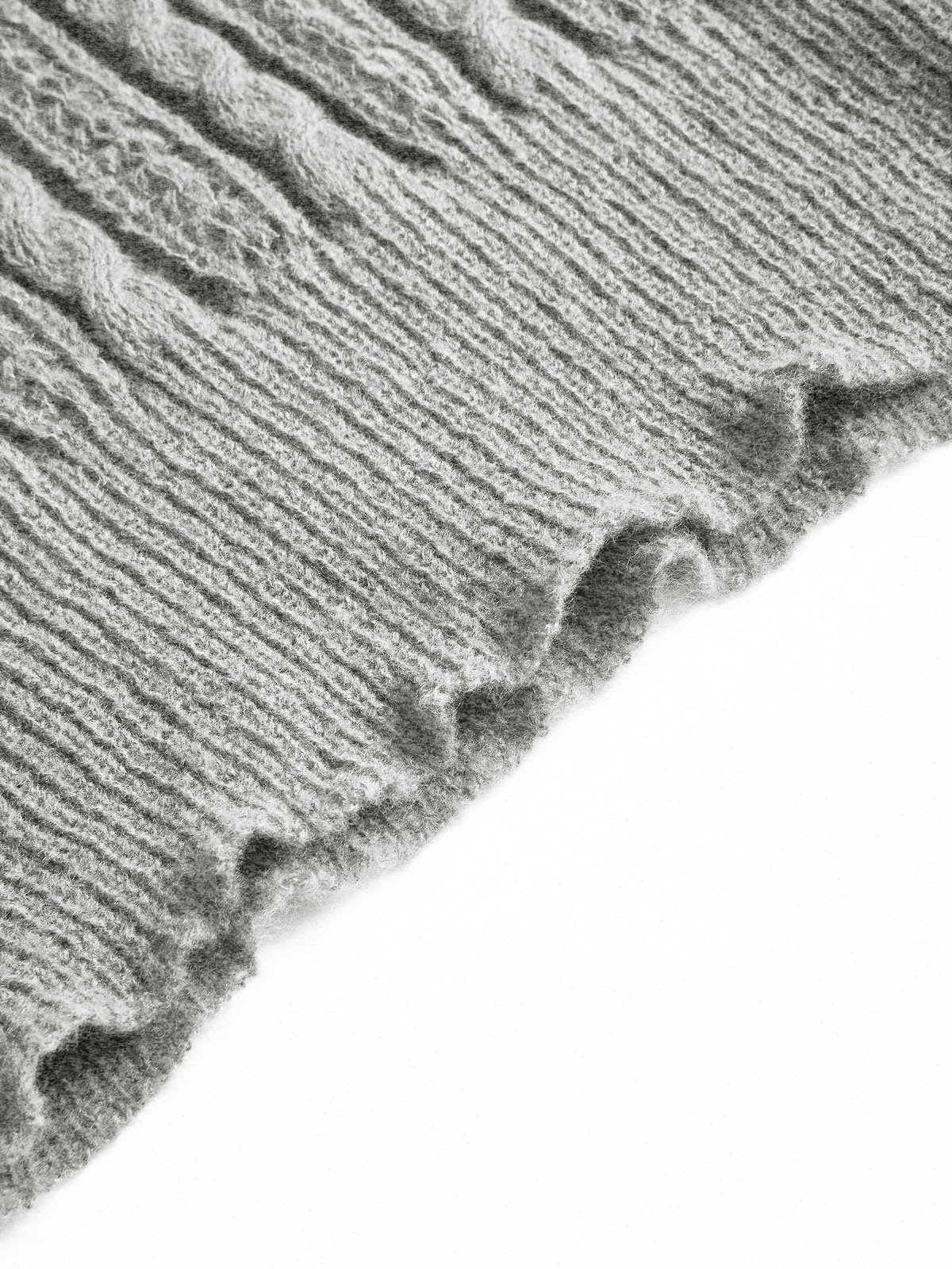 Vintage-Stricktop mit V-Ausschnitt und Zopfmuster