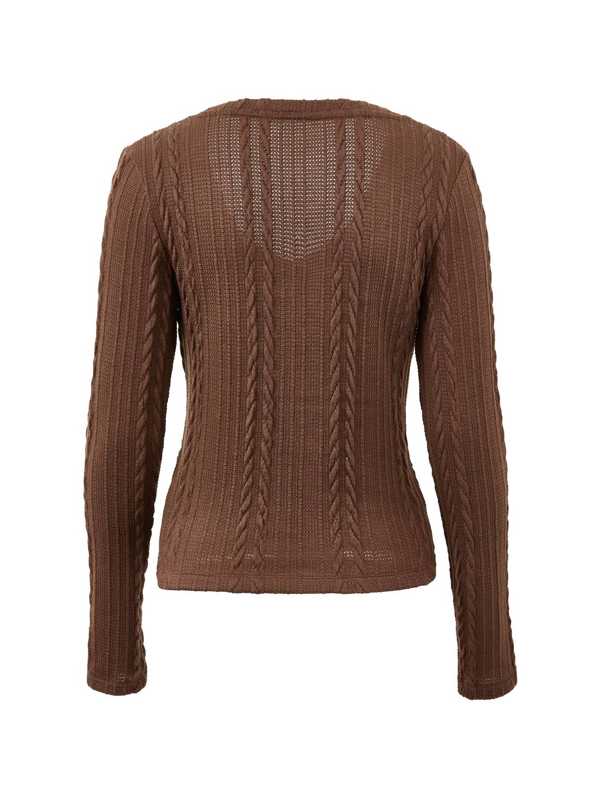 Vintage-Stricktop mit V-Ausschnitt und Zopfmuster