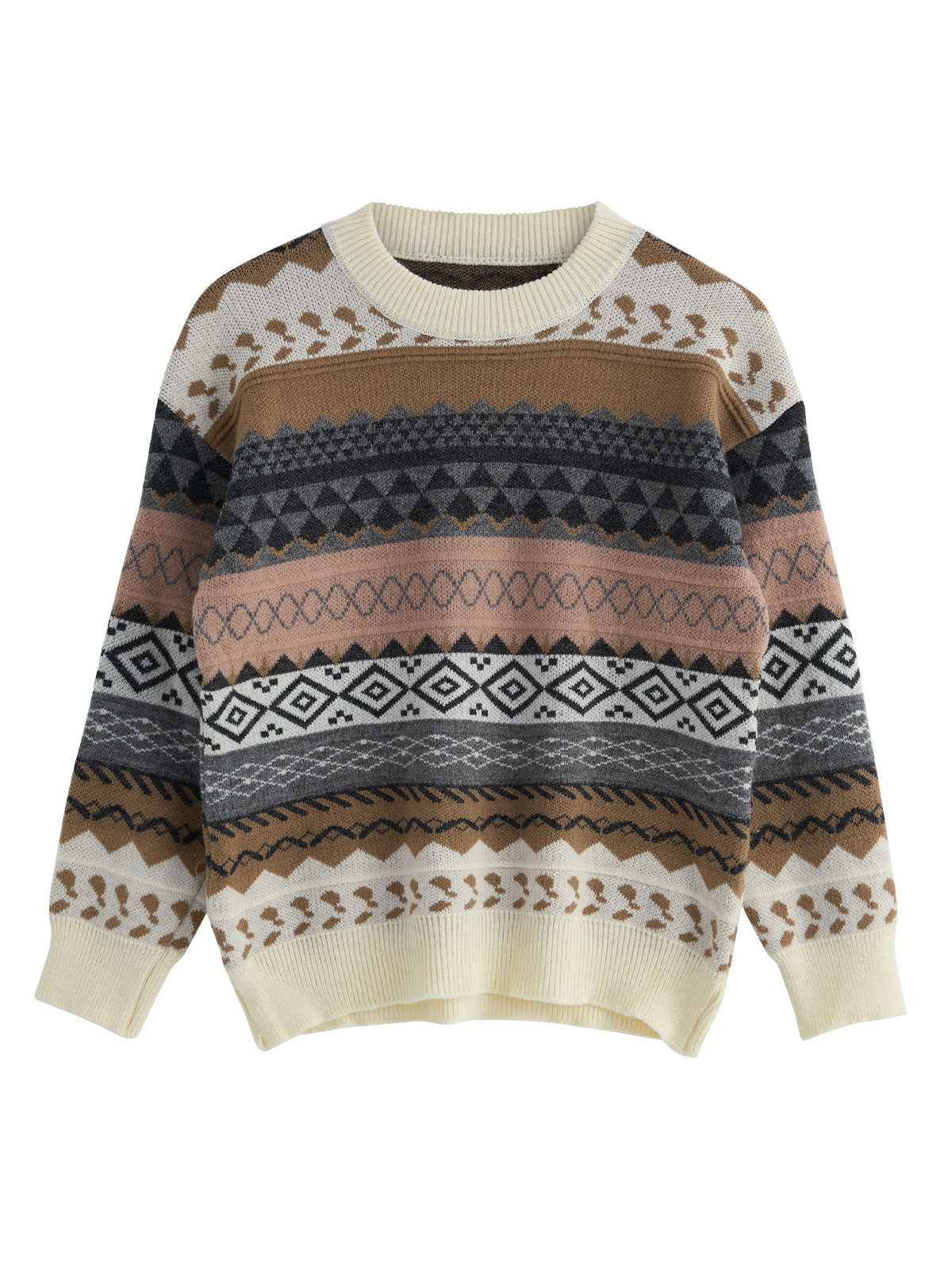 Pullover aus gemischtem Jacquard im Vintage-Stil