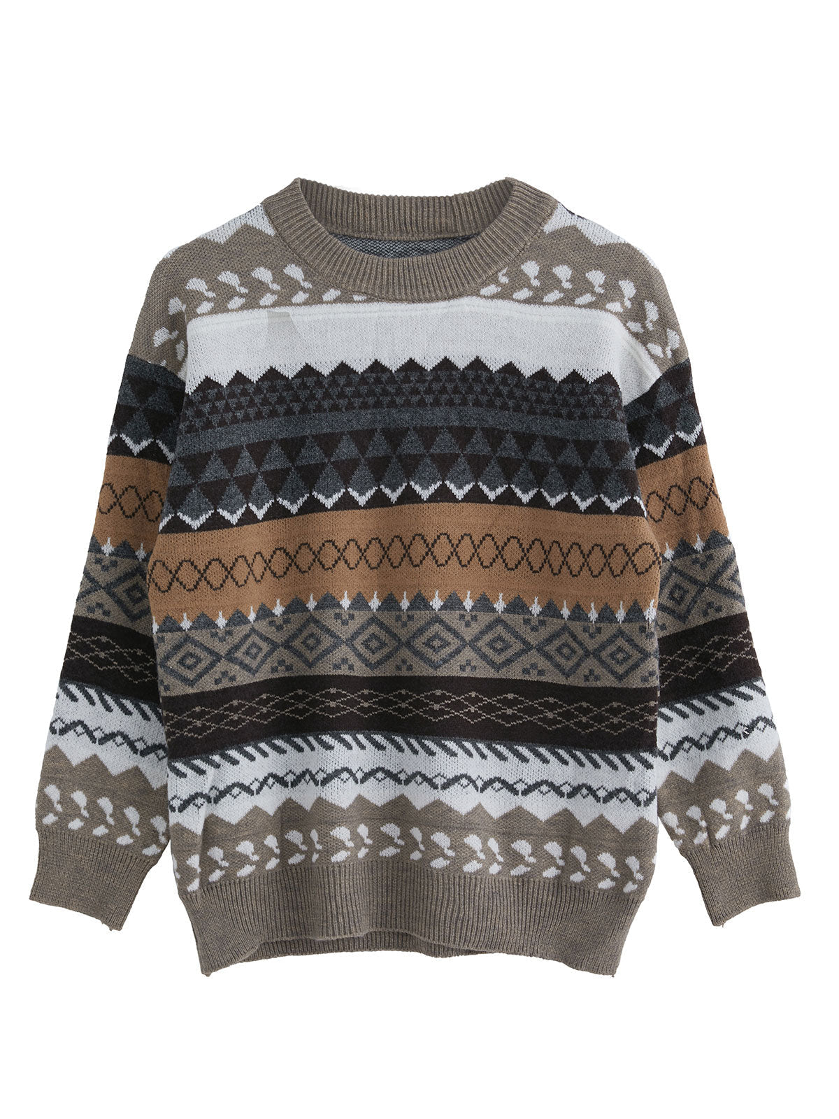 Pullover aus gemischtem Jacquard im Vintage-Stil