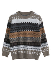 Pullover aus gemischtem Jacquard im Vintage-Stil