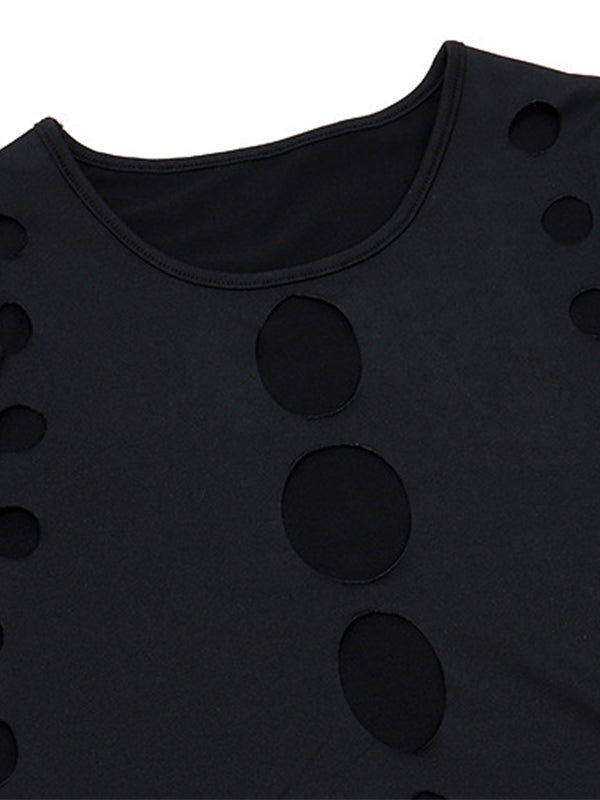 Schwarzer Bodysuit mit Cut-outs und langen Ärmeln