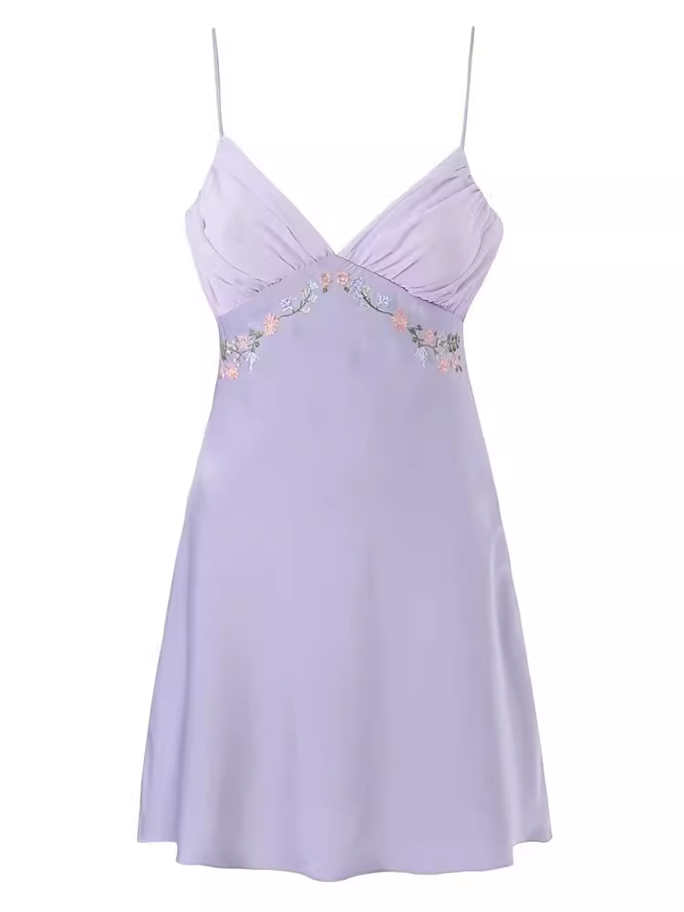 Minivestido morado con cuello en V