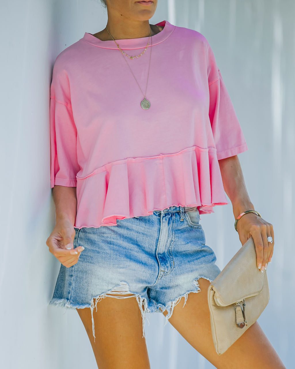 Gal Pal – Schößchentop aus Baumwolle – Rosa