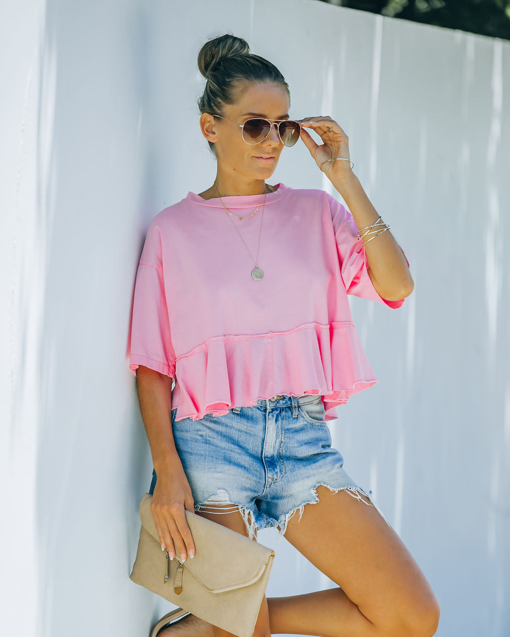 Gal Pal – Schößchentop aus Baumwolle – Rosa