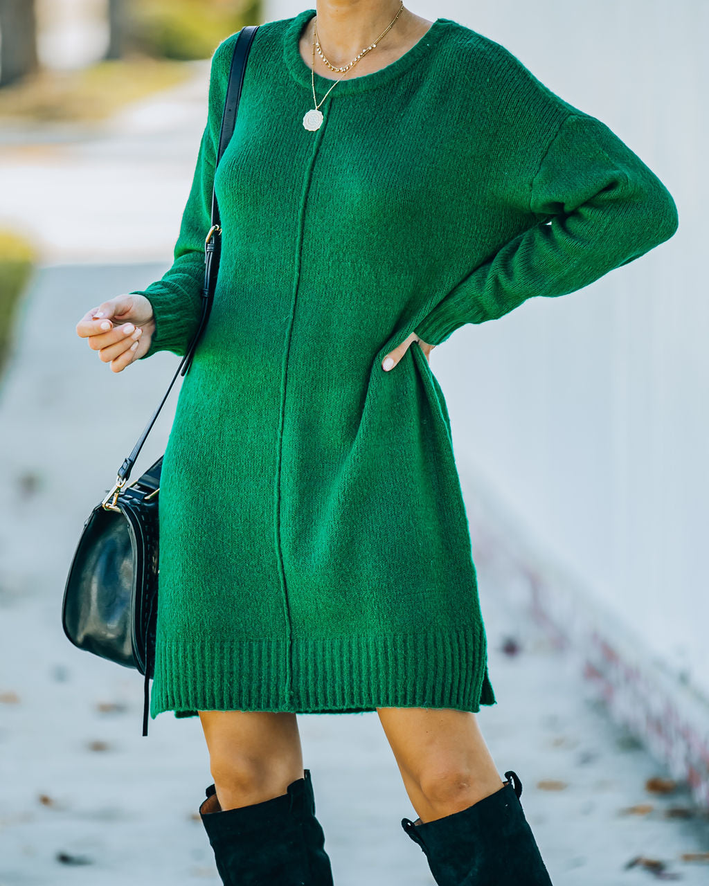 Vestido estilo suéter Smoky Mountain - Verde 