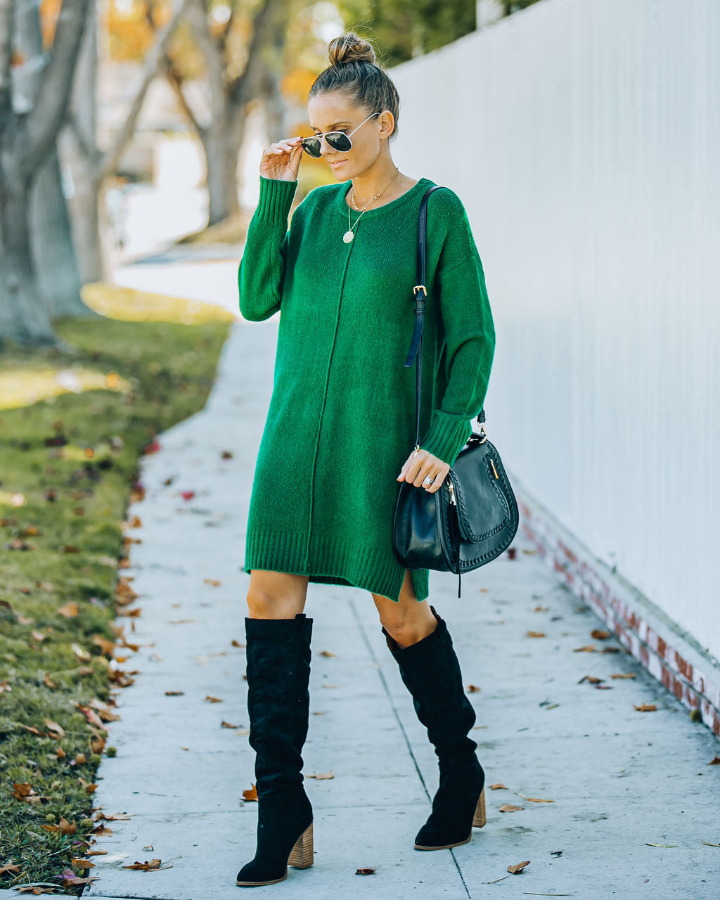 Vestido estilo suéter Smoky Mountain - Verde 
