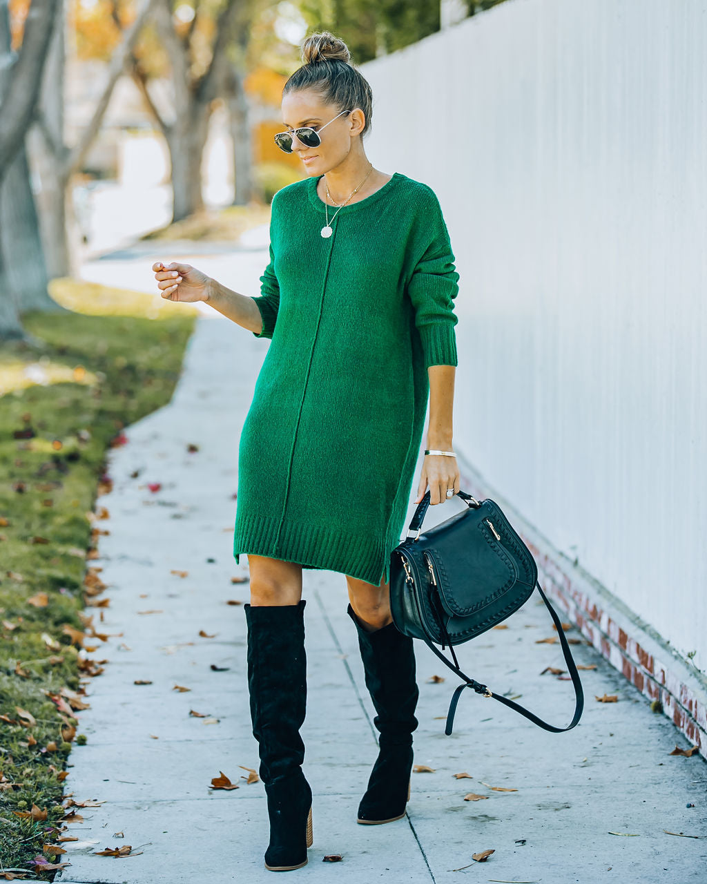 Vestido estilo suéter Smoky Mountain - Verde 