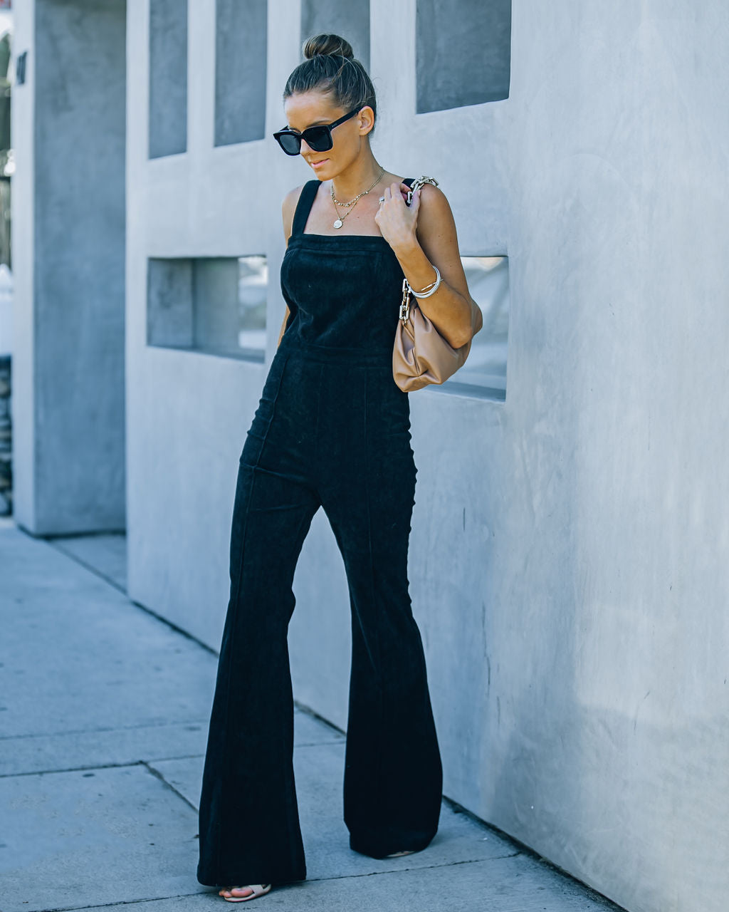 Remi Corduroy Flare Jumpsuit - Black Ins Street