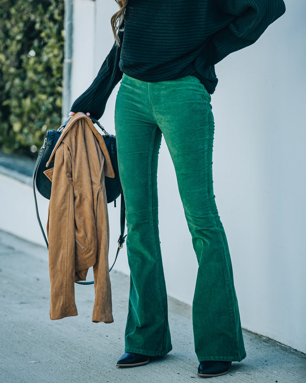 Sophie High Rise Bell Bottom Cordhose - Grün