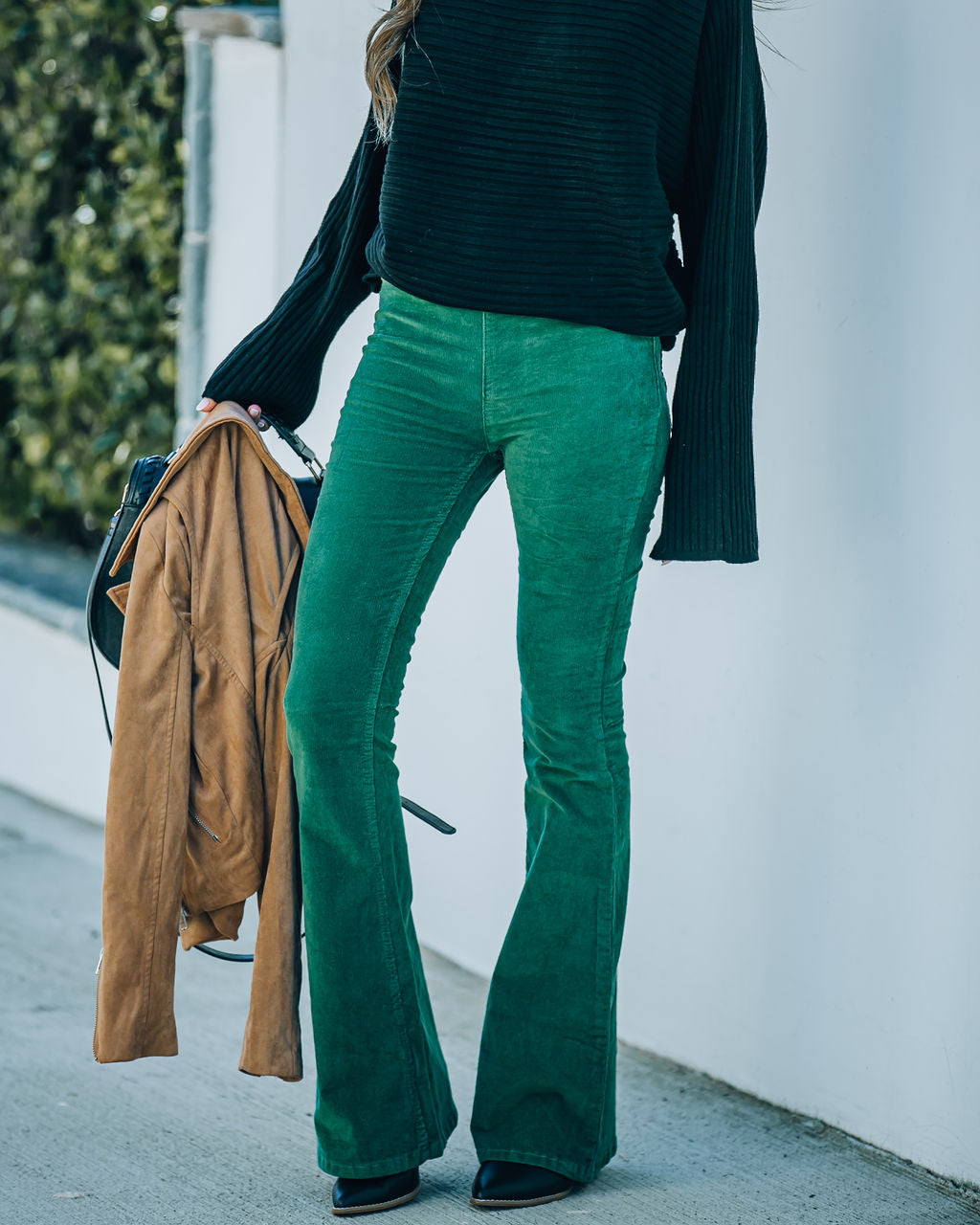 Sophie High Rise Bell Bottom Cordhose - Grün