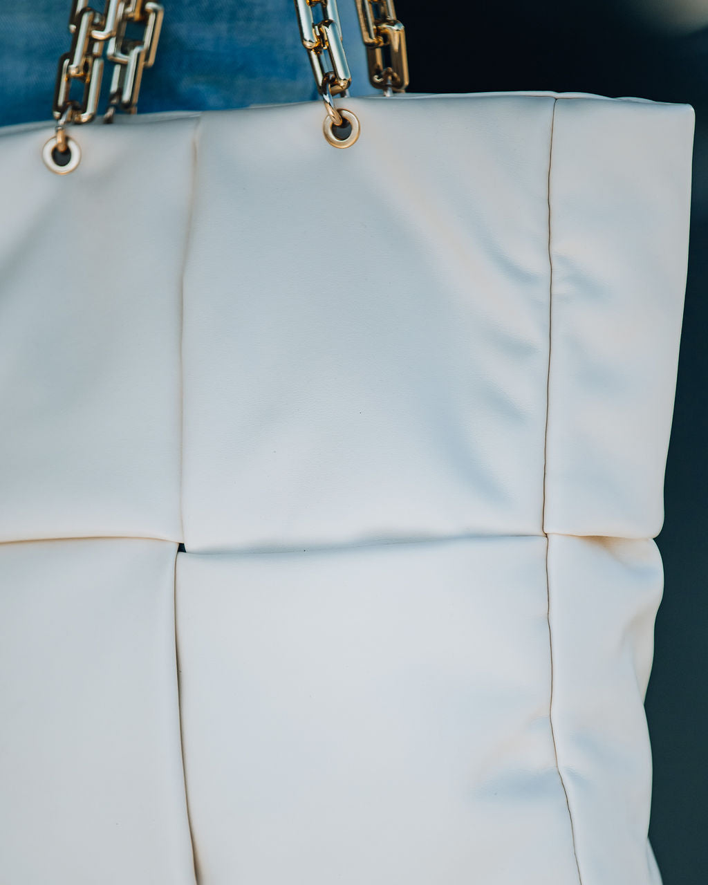 Bolso tote acolchado con cadena desplegable - Marfil - VENTA FINAL