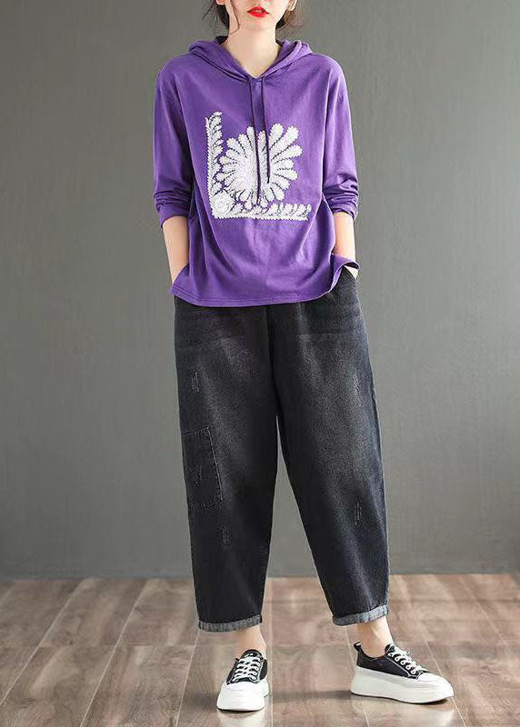 Feine blaue elastische Taillentaschen Lässige Haremshose aus Denim