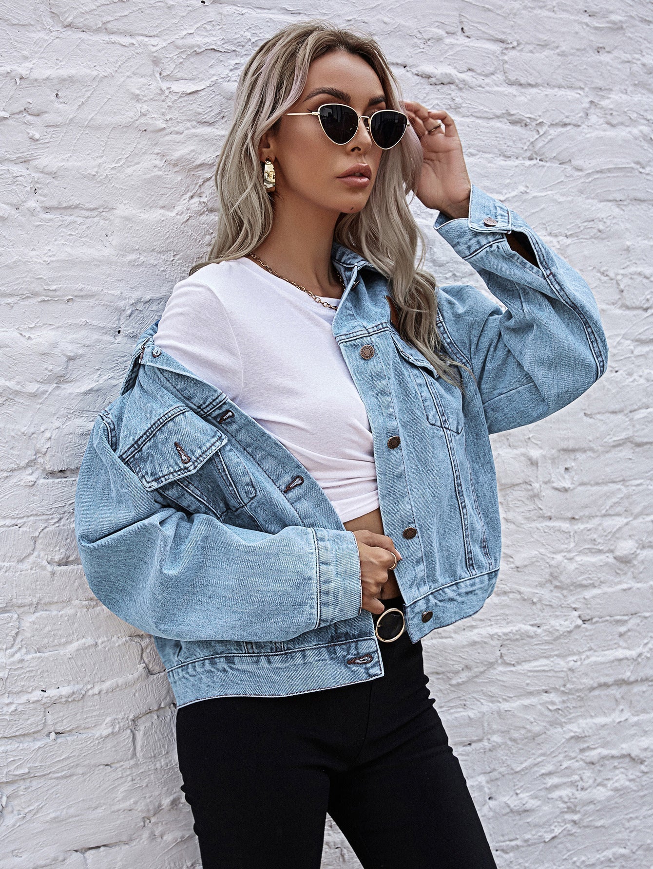 Flap Pockets Denim Jacket Sai Feel