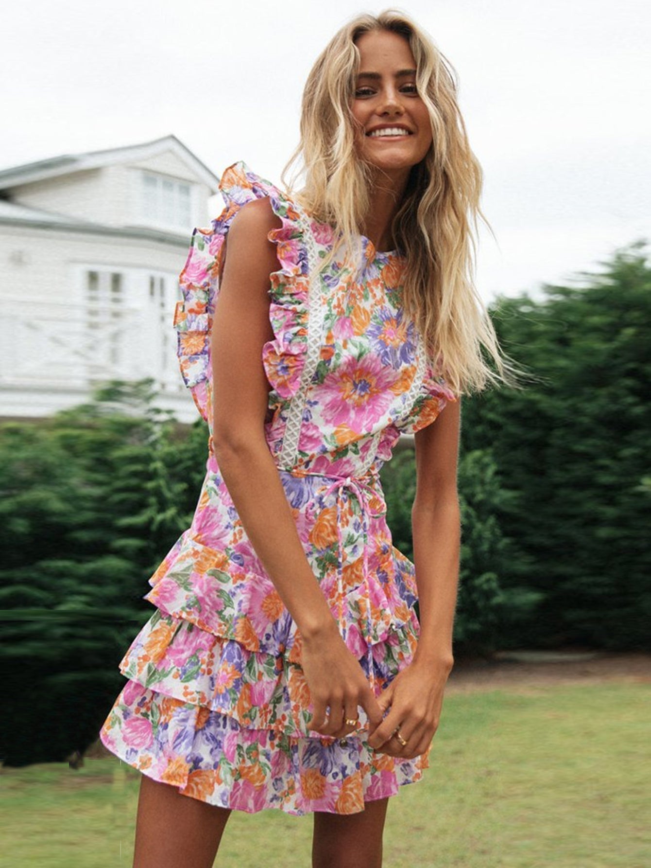 Vestido de rifa con estampado floral