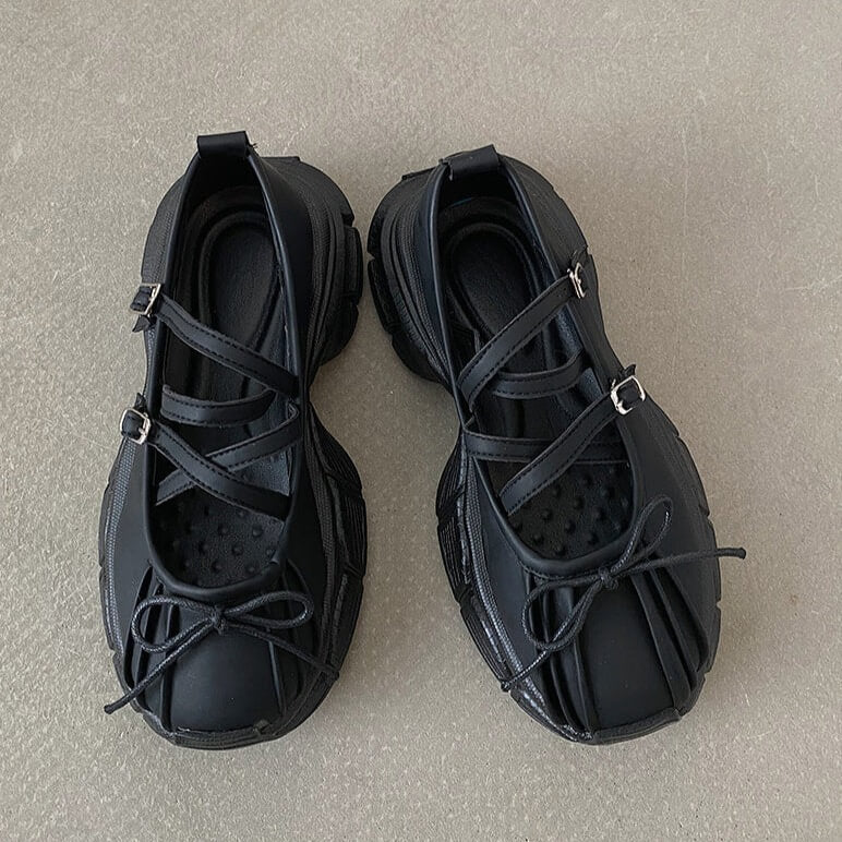 Grunge-Sandalen mit Bubble-Plateau und Schleife vorne