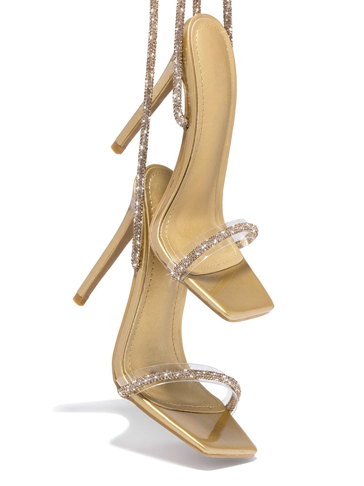 High Heels mit Strass-Schnürung