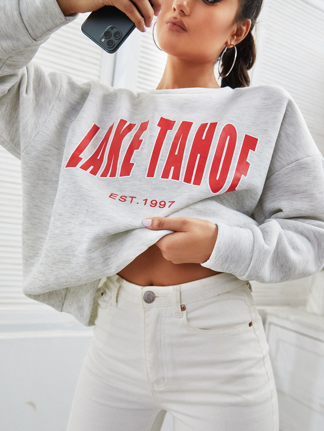 Graphic Drop Shoulder Sweatshirt Sai Feel