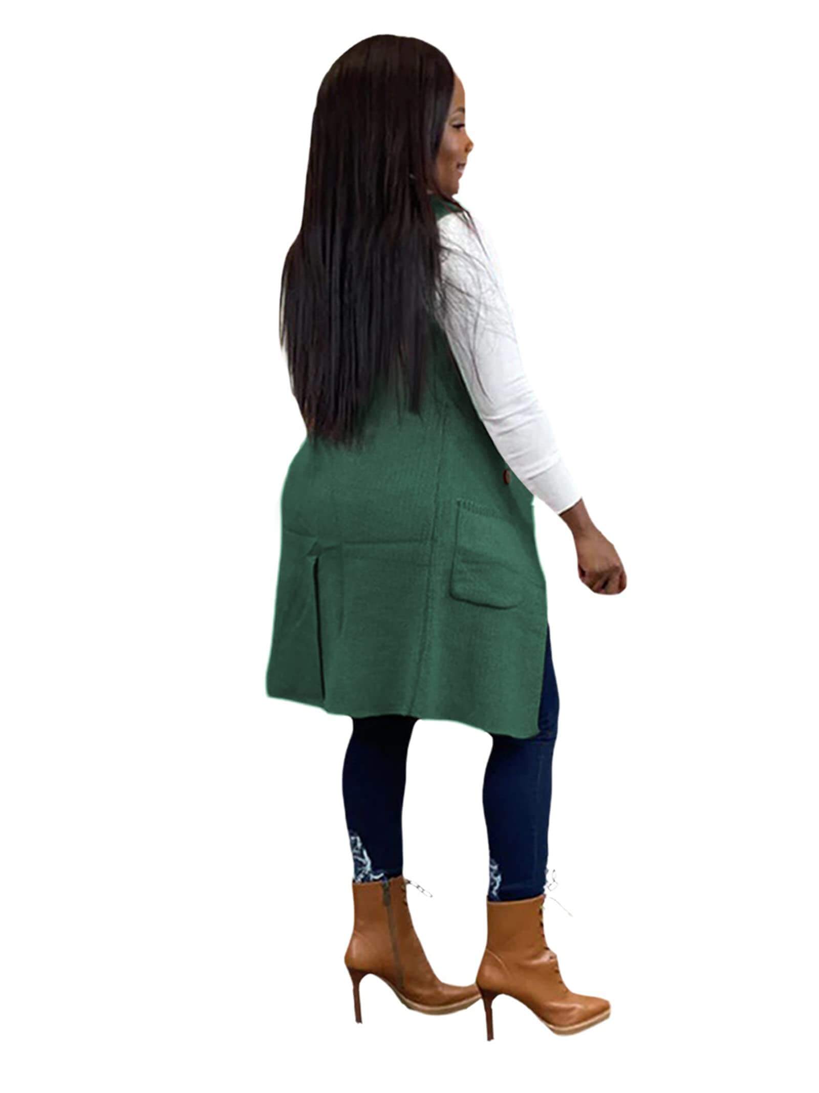 Chaquetas de botones sin mangas con solapa de color sólido
