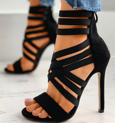 Reißverschluss High Heels Sandalen