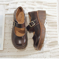 Zapatos Mary Jane de cuero con hebilla vintage