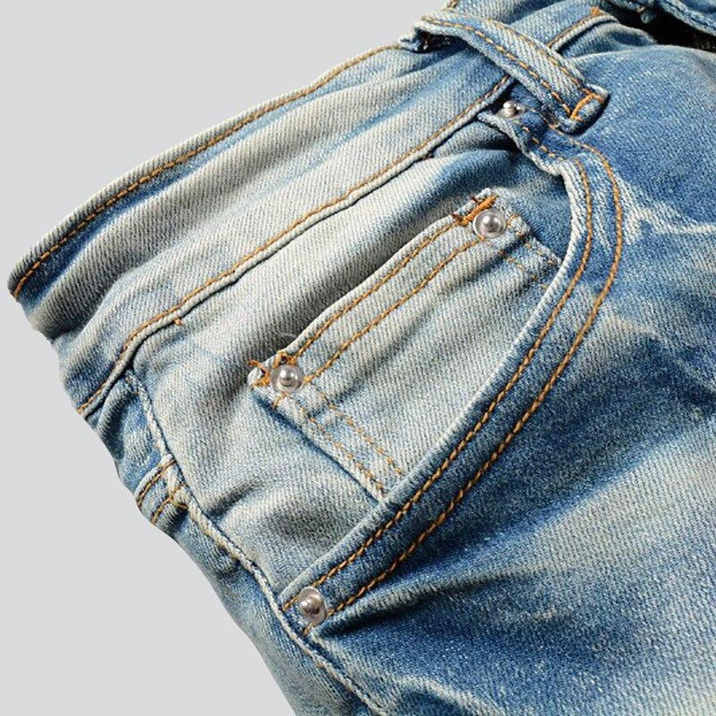 Orangefarbene Jeans mit Sternenstickerei für Herren