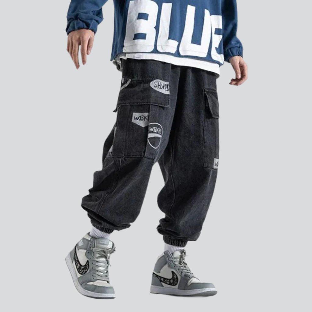 Cargo-Baggy-Jeans mit Streetwear-Print