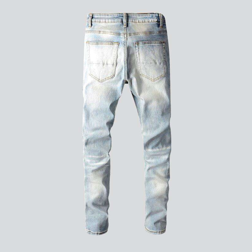 Mit Kristallen verzierte Patchwork-Jeans für Herren