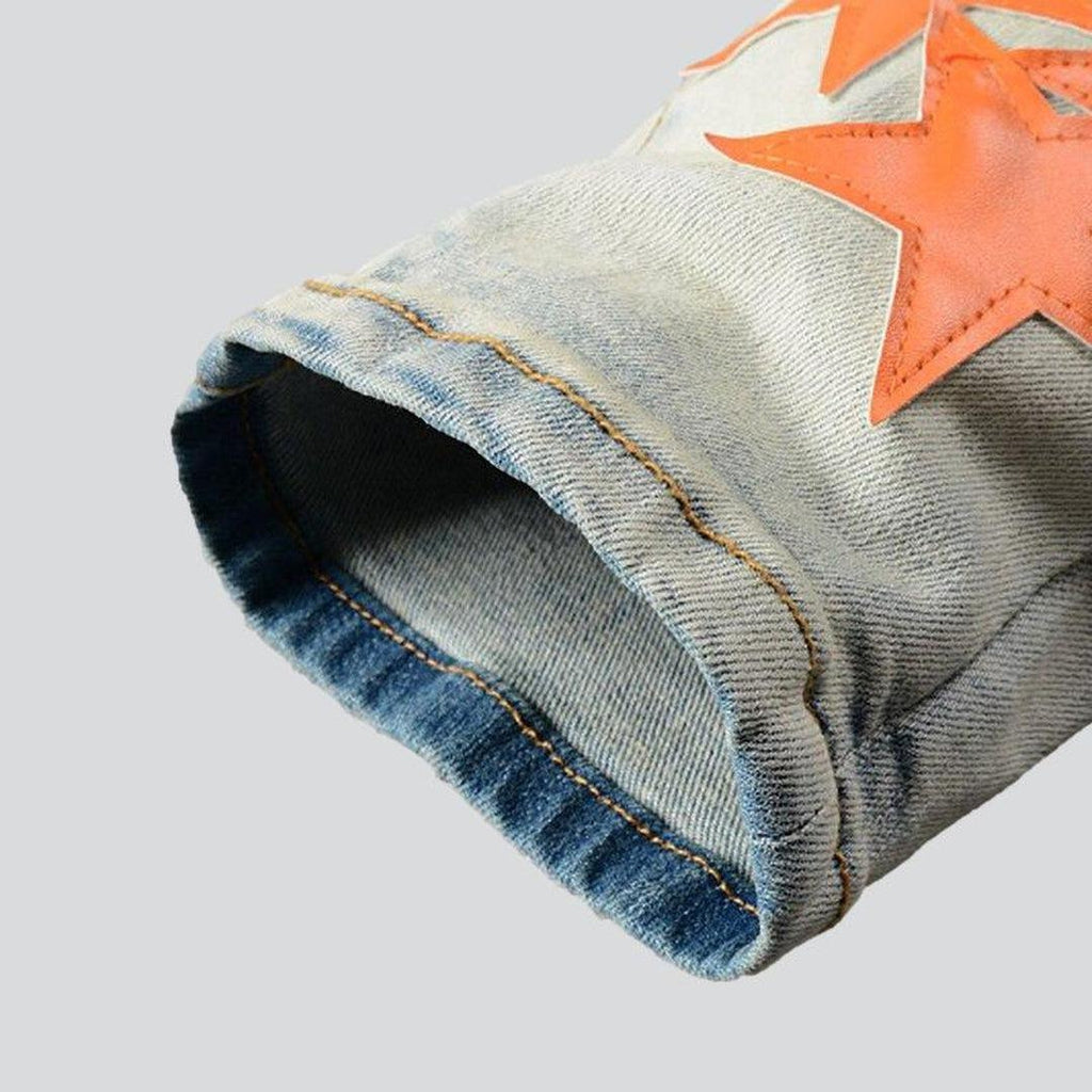 Orangefarbene Jeans mit Sternenstickerei für Herren