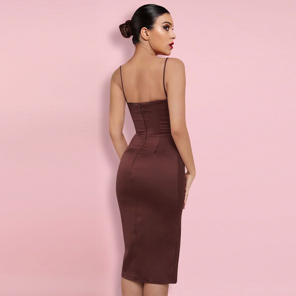Ärmelloses, schlichtes, figurbetontes Overknee-Kleid mit Trägern
