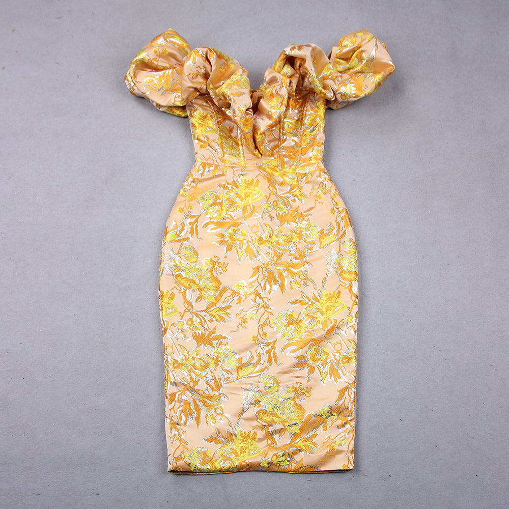 Schulterfreies, plissiertes, rückenfreies, figurbetontes Midikleid