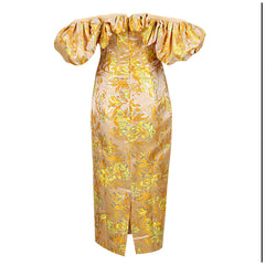 Schulterfreies, plissiertes, rückenfreies, figurbetontes Midikleid