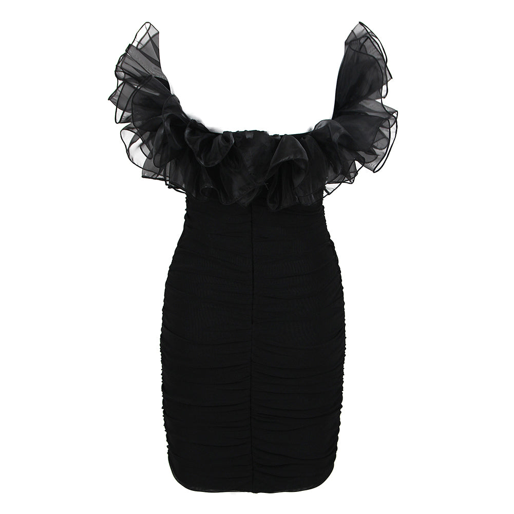 Strapless Sleeveless Mini Frill Bandage Dress