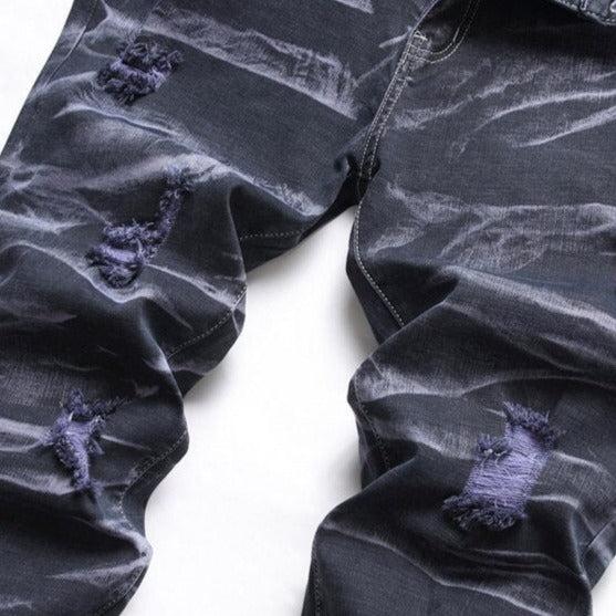 Batik-Zerrissene Jeans für Herren