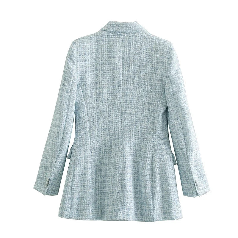 Tweed Blazer Vintage Zweireihiger Mantel