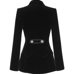 Blazer elegante de terciopelo con botones de cristal
