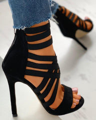 Reißverschluss High Heels Sandalen