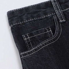 Denim-Skaterrock mit Bändern