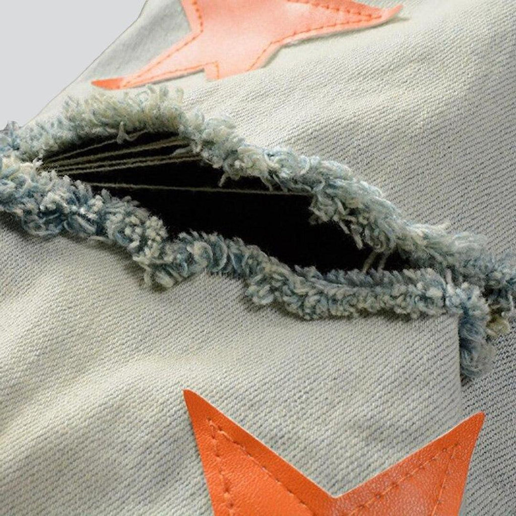 Orangefarbene Jeans mit Sternenstickerei für Herren