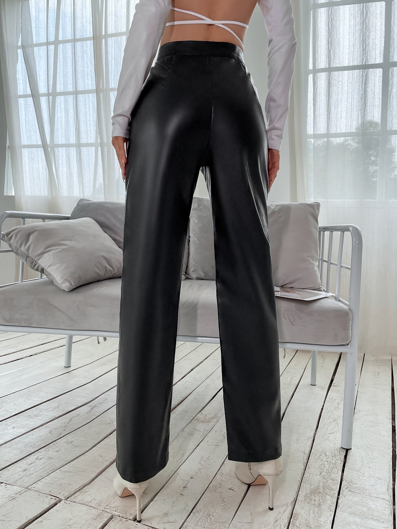 High Waist PU Leather Pants Sai Feel