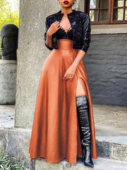 Falda larga vintage con abertura lateral