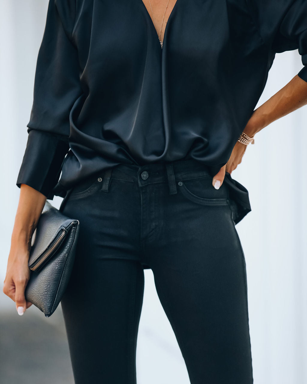 Night Out – Beschichtete Skinny-Jeans mit mittlerer Leibhöhe