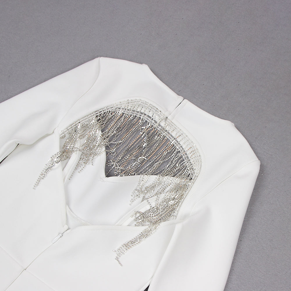 MIDIKLEID MIT QUASTENAUSSCHNITT IN WEISS