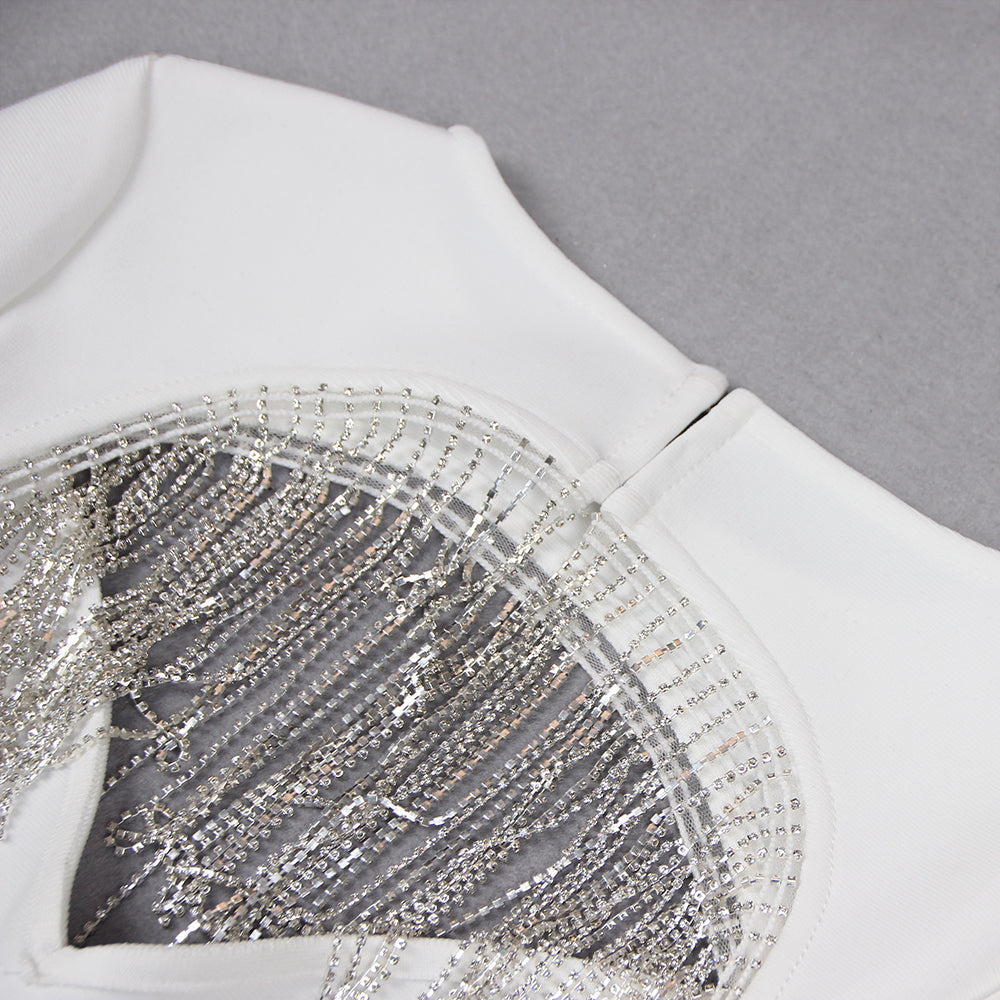 MIDIKLEID MIT QUASTENAUSSCHNITT IN WEISS