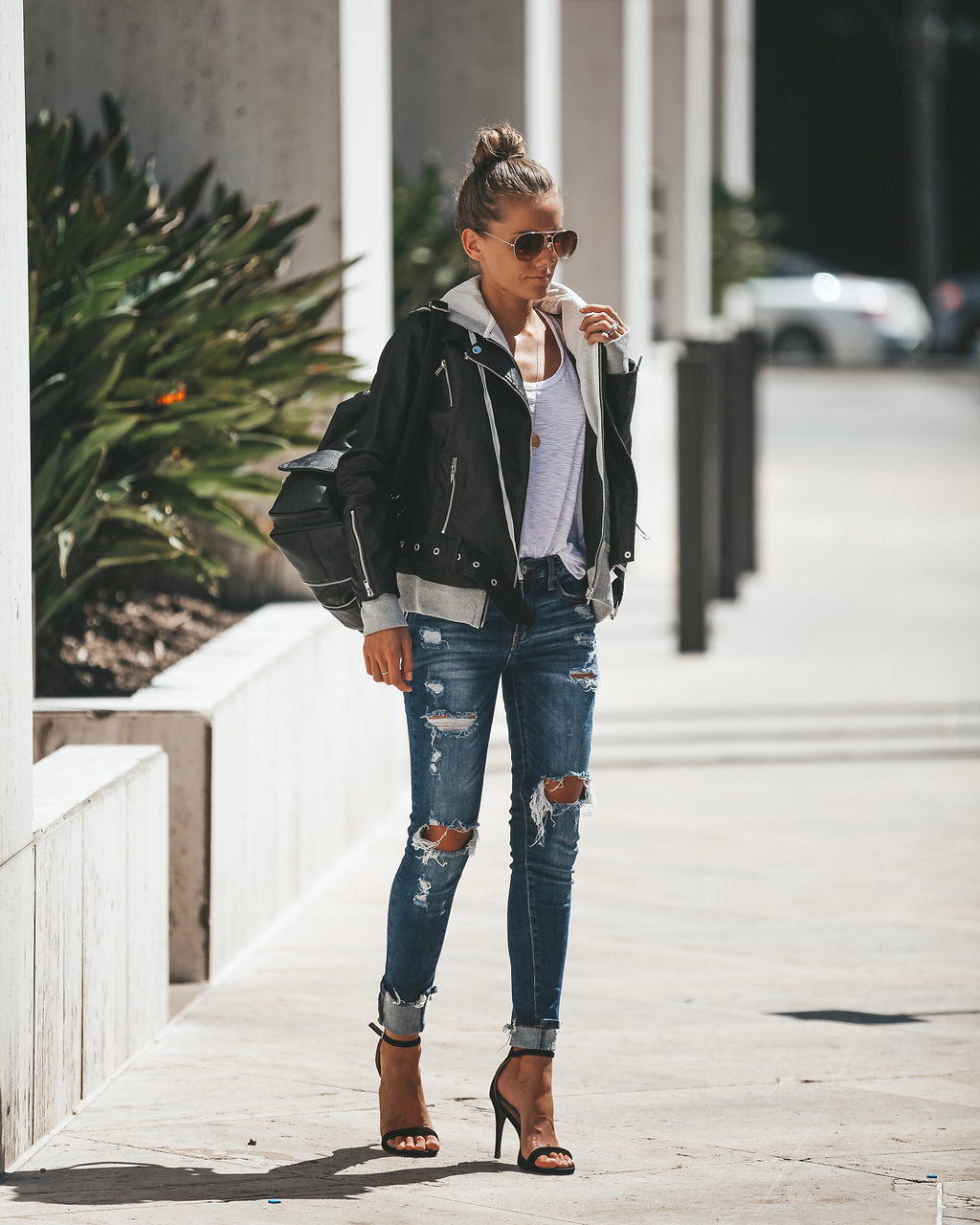 Chaqueta bomber de piel sintética con capucha y bolsillos de Dylan