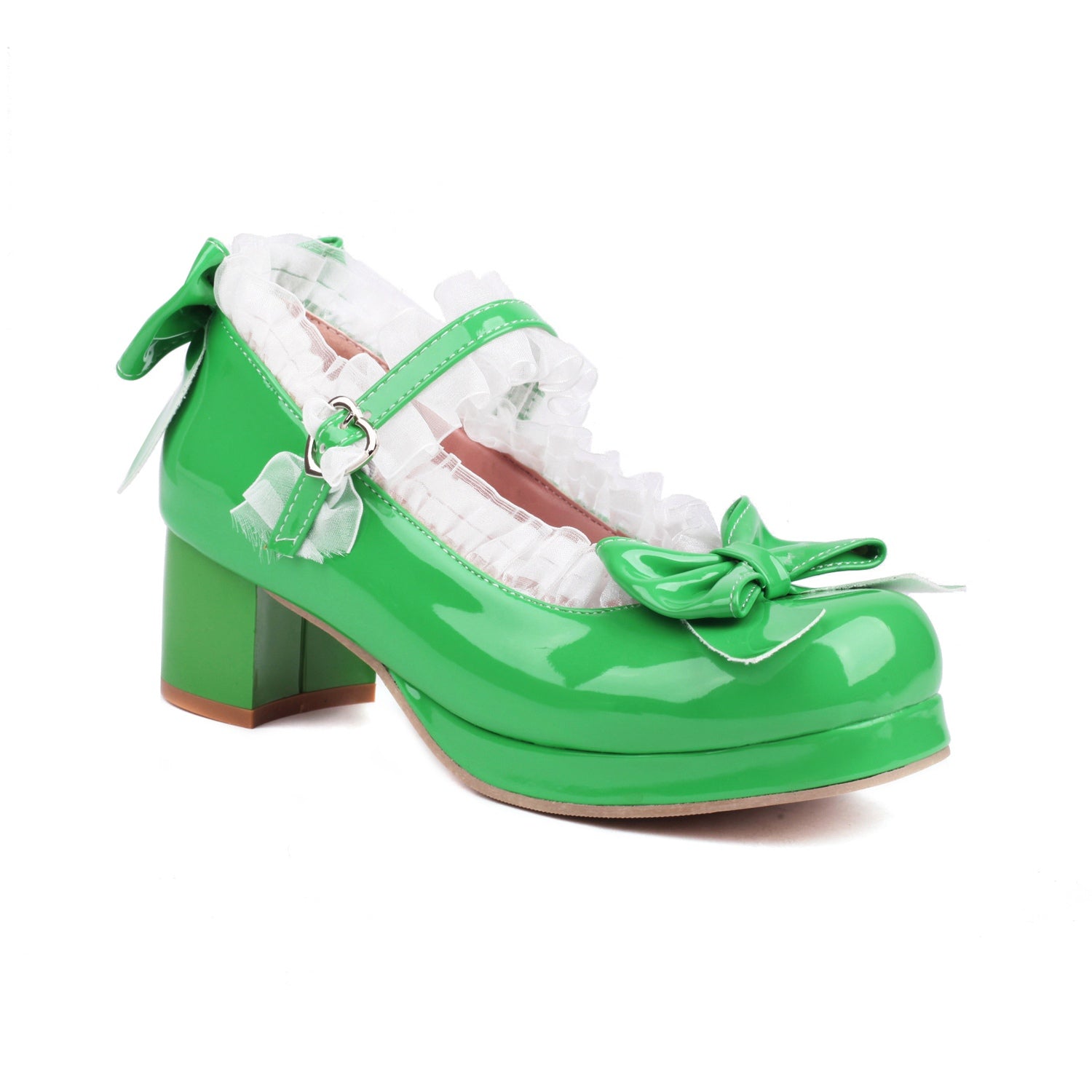 Süße Lolita-Schuhe mit rosa Schleifen und klobigem Absatz