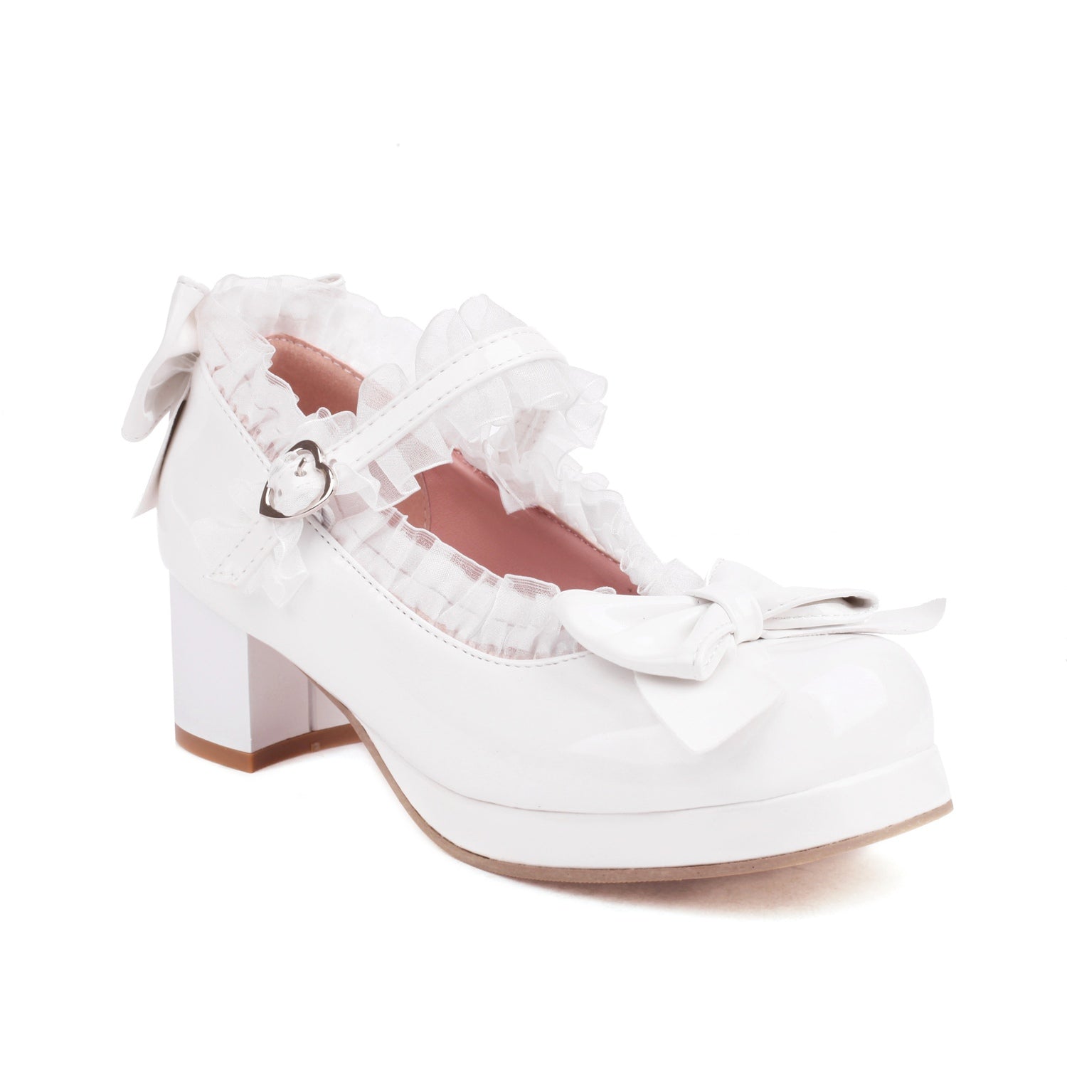 Süße Lolita-Schuhe mit rosa Schleifen und klobigem Absatz