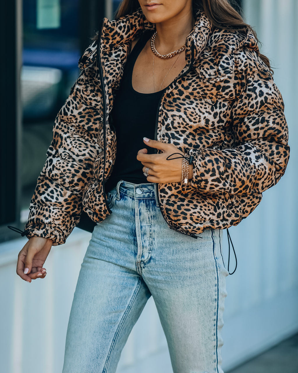 Whistler Pufferjacke mit Leopardenmuster und Kapuze