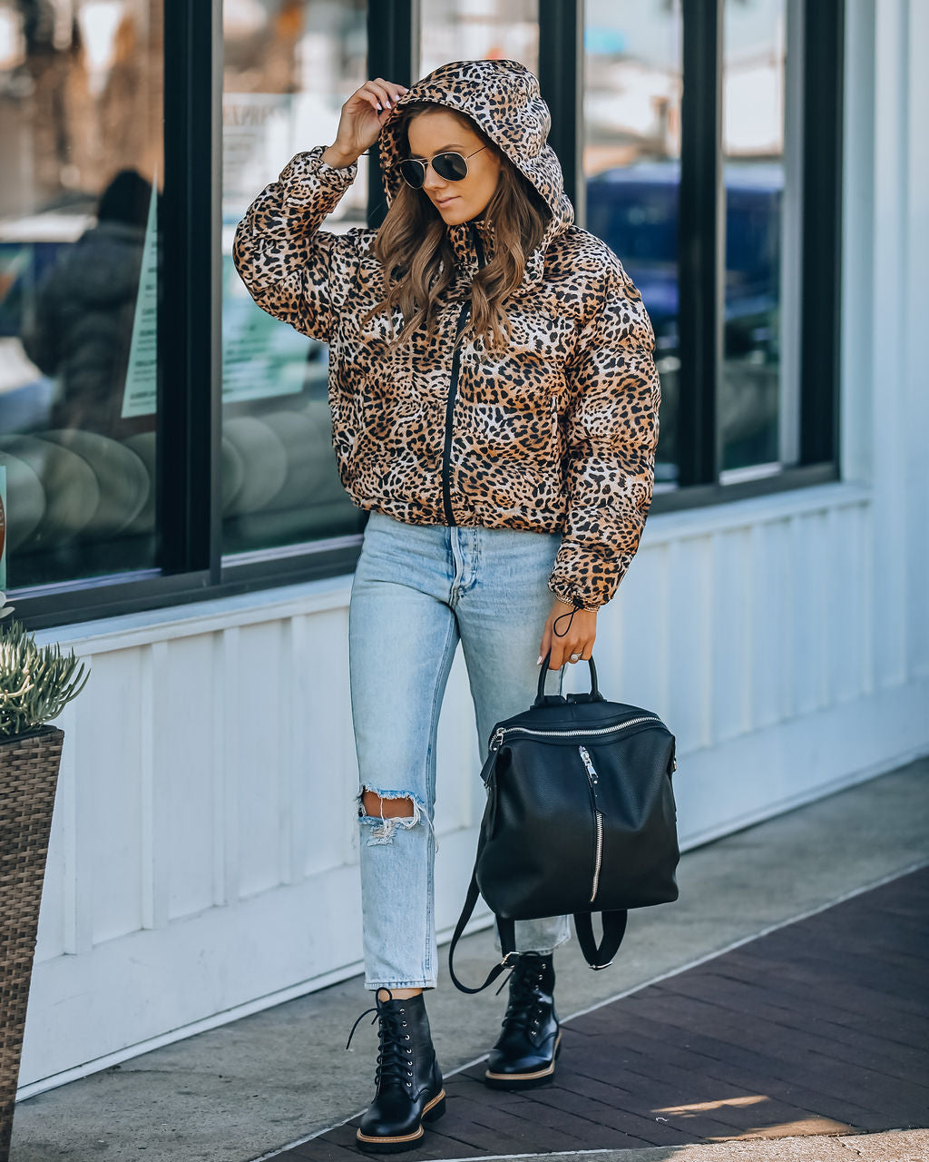 Whistler Pufferjacke mit Leopardenmuster und Kapuze